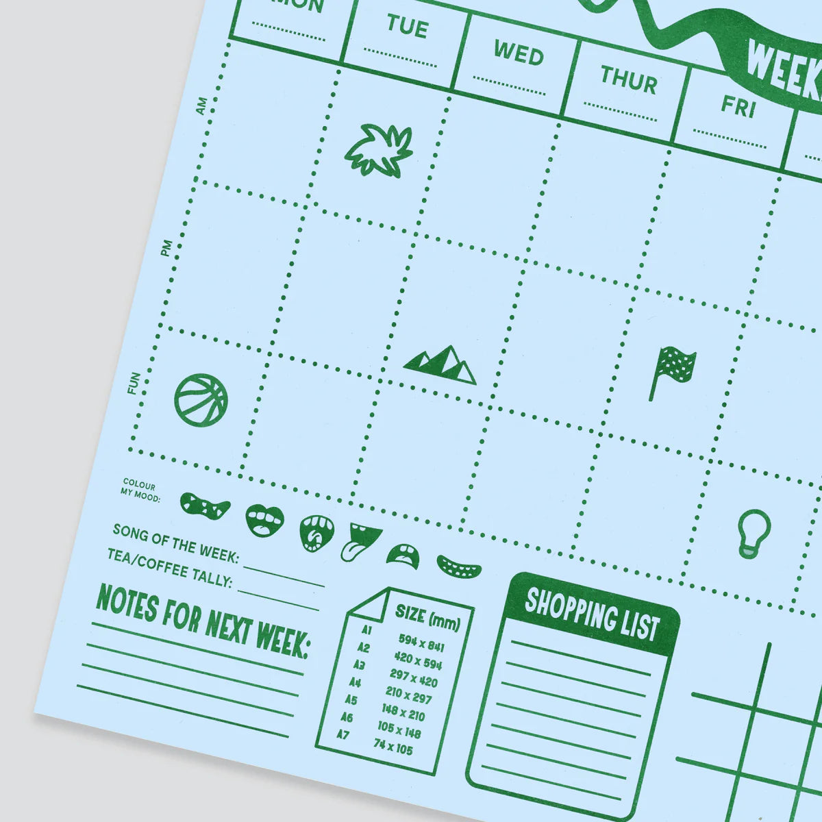 Big Desktop Weekly Planner: Blue