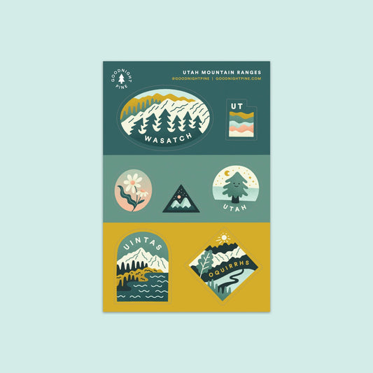 Utah Mountain Ranges Sticker Sheet