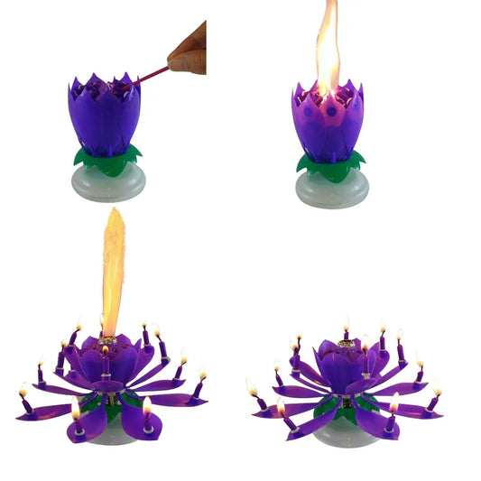 Musical Flower Birthday Candle: Purple