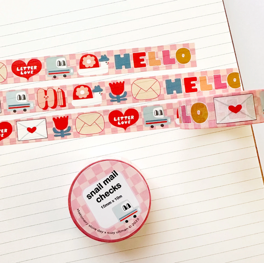 Stationery Store Day: Pink Postal Checks Washi Tape