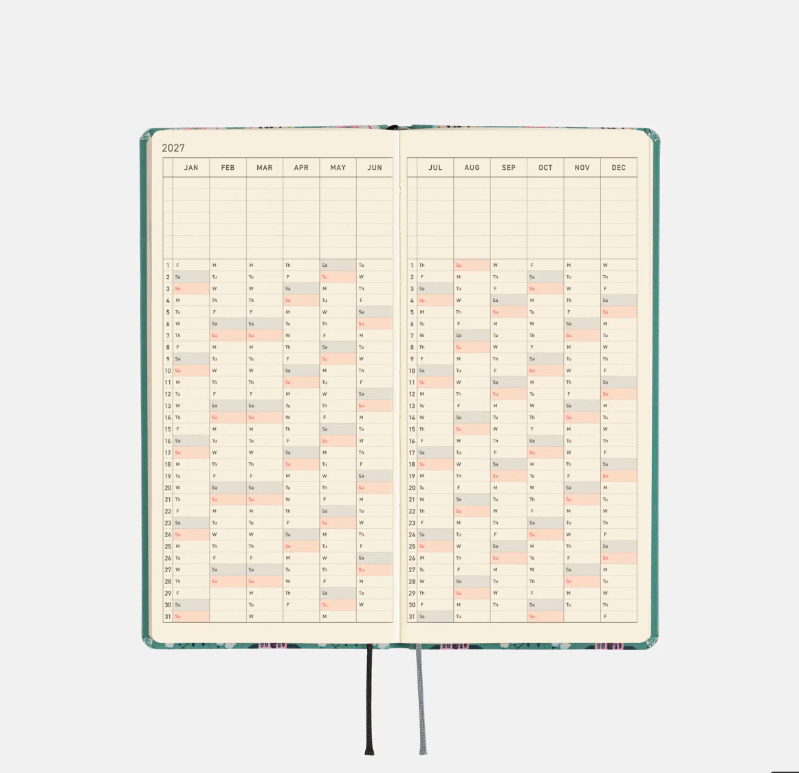 2027 Planner: Yumi Kitagishi White Cat Wallpaper Weeks