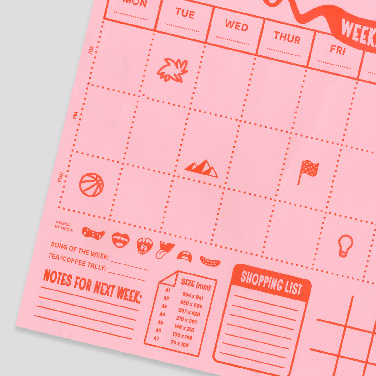 Big Desktop Weekly Planner: Pink