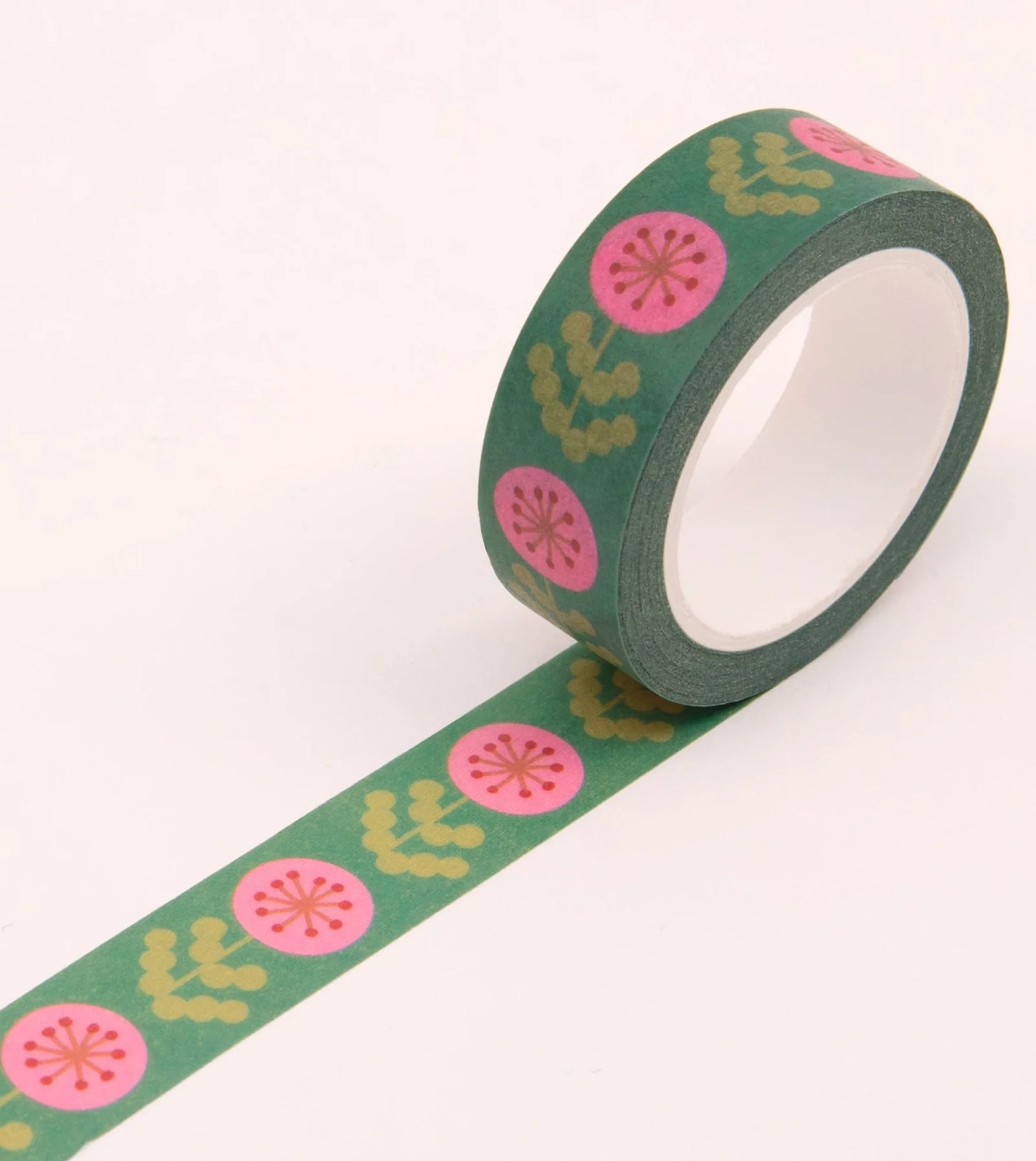 Green and Pink Floral Washi Tape