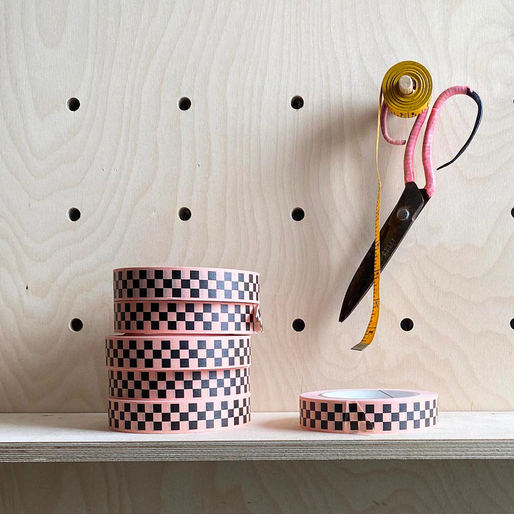 Peach Checkerboard Masking Tape