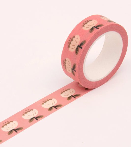 Pink Poppy Floral Washi Tape