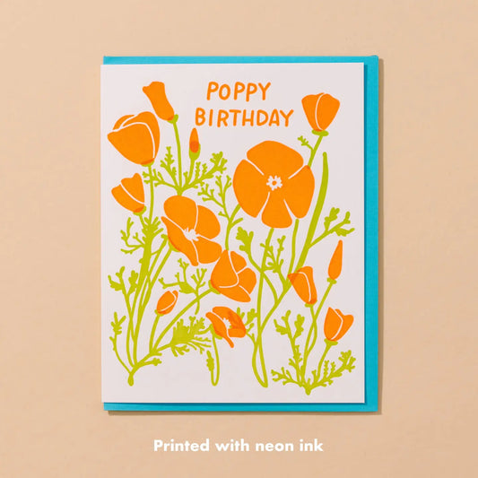 Poppy Birthday Letterpress Card